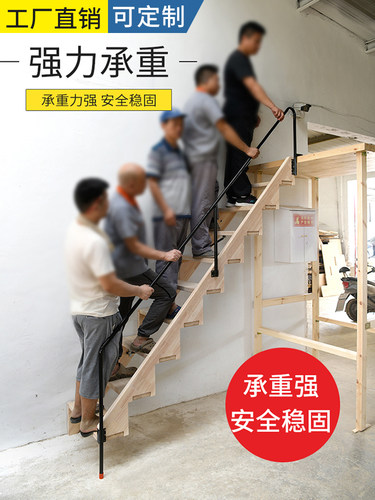隐形楼梯多功能伸缩梯贴墙靠墙折叠梯跃层阁楼扶手木楼梯网红梯厂 - 图2