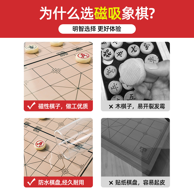 象棋小学生儿童磁铁磁力磁性磁吸中国橡棋子便携式迷你像棋带棋盘-图3