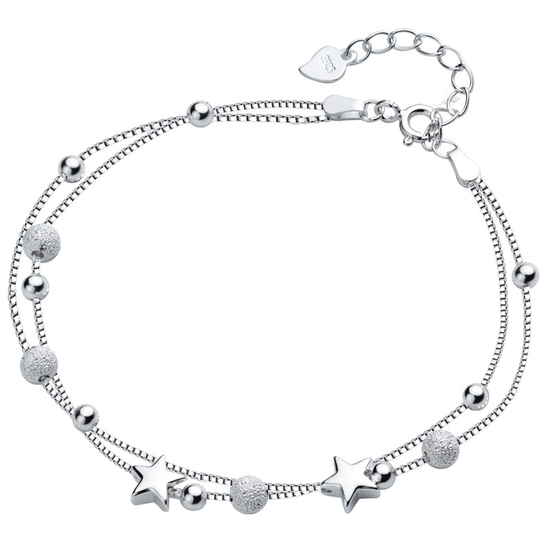 爱洛奇s925银五角星女士光面手链 爱洛奇饰品手链