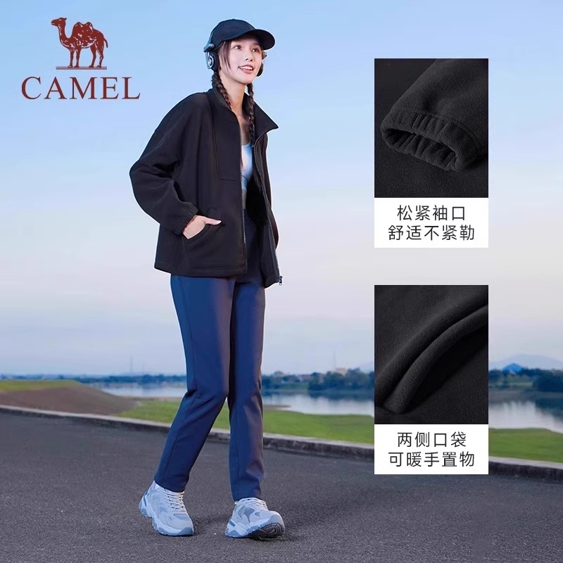 骆驼运动抓绒衣女秋冬立领摇粒绒外套开衫外套户外冲锋衣清仓内胆 - 图1
