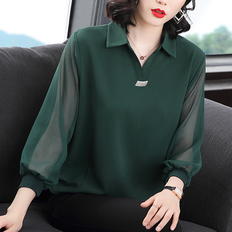 中年夏装小衫气质洋气遮肚子雪纺衫 茁美服饰T恤