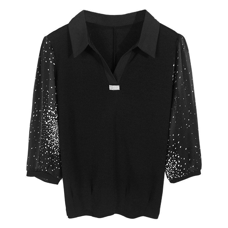 2020新款大码中袖t恤女宽松网纱 茁美服饰T恤