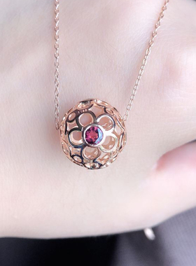 碧玺转运珠纯银糖果色圆球吊坠