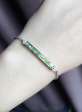 天然纯银绿色珠宝首饰送礼手链
