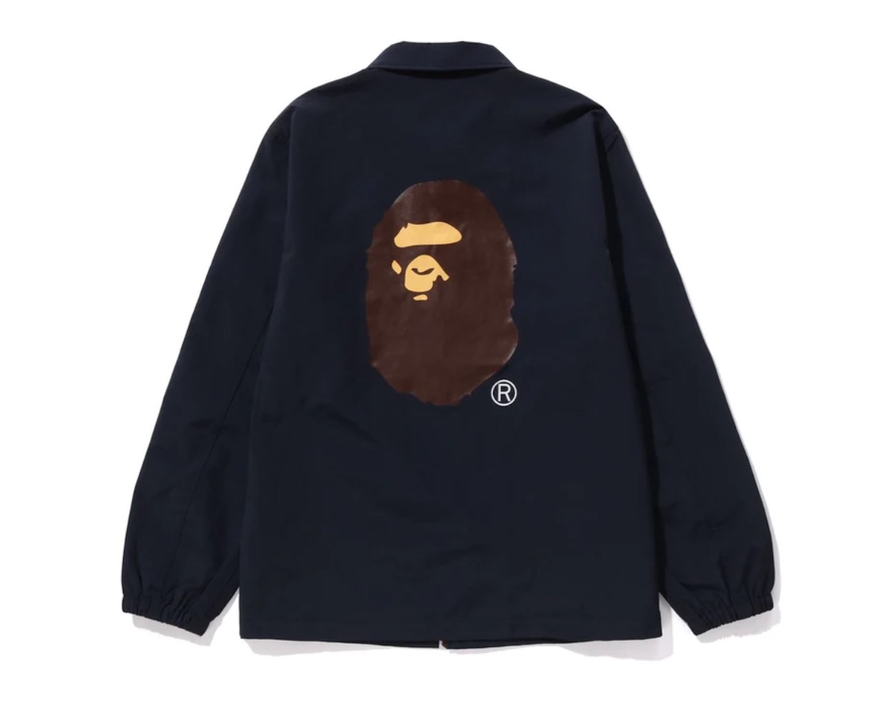 BAPE 教练夹克 猿头字母前后印花翻领按扣外套 官网限定 日本代购