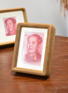 人民币祖国大好河山相框装裱高级榫卯DIY艺术创作相框桌面摆台