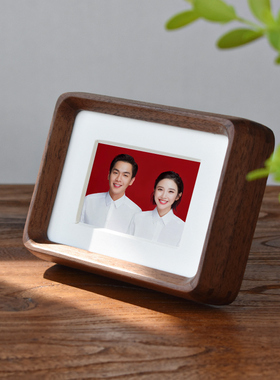 海马体结婚登记照相框婚姻纪念高级感喜字情侣摆台加洗证件照片