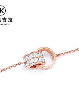 【新加坡设计师】幸运吉拉LUCKY KILA双环扣项链女玫瑰金轻奢小众