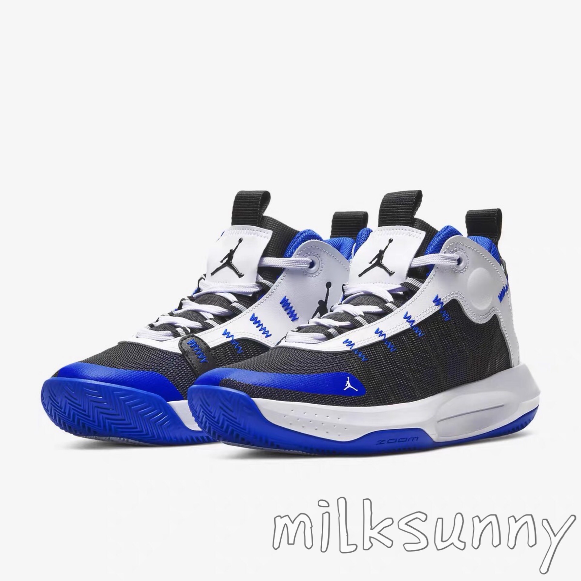 【milksunny】Jordan Jumpman 2020 黑白蓝实战篮球鞋 BQ3448-401 - 图0