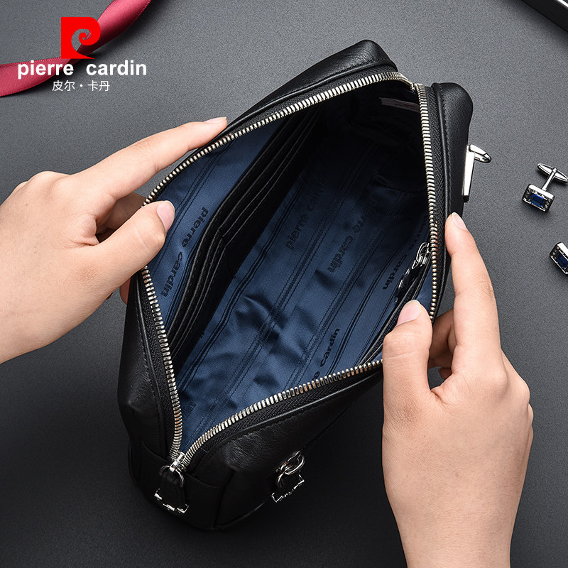 皮尔卡丹男士真皮手包商务大容量密码锁手拿包牛皮休闲手抓包,淘宝优惠券,粉丝福利购,淘宝优惠卷