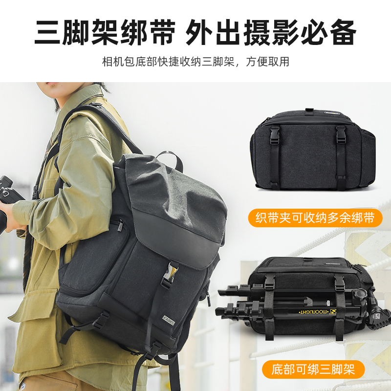 Cwatcun香港品牌单反相机包便携英伦双肩大容量旅行背包适用佳能r50尼康索尼zve10 富士xs20 xt30 - 图2