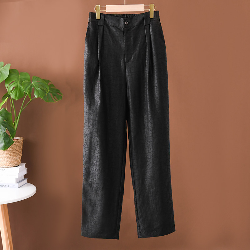 仿香云纱男裤中老年男装休闲裤男士松紧带裤子仿桑蚕丝长裤哈伦裤,淘宝优惠券,粉丝福利购,淘宝优惠卷