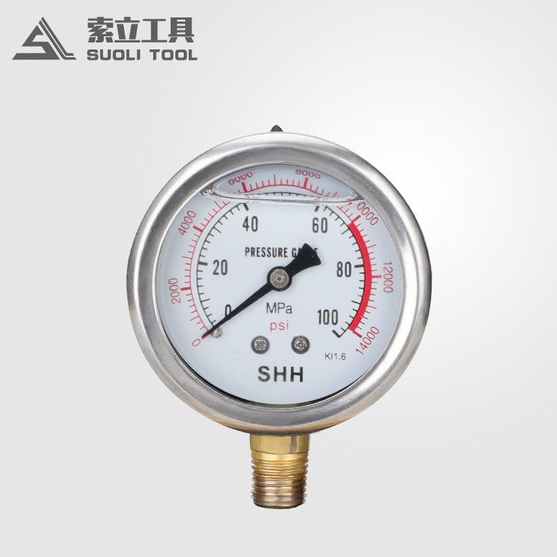 索力液压工具高压耐震压力表0-100mpa 1000kg防震压力表-图1