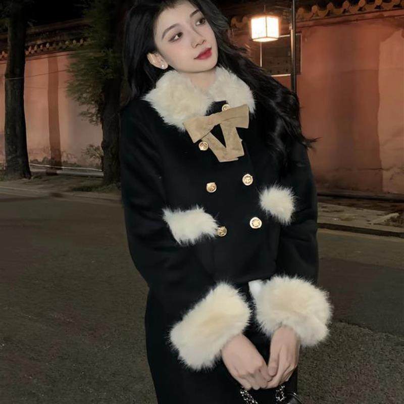 小香风毛毛领夹棉加厚毛呢外套女秋冬套装包臀半身裙长裙子两件套,淘宝优惠券,粉丝福利购,淘宝优惠卷