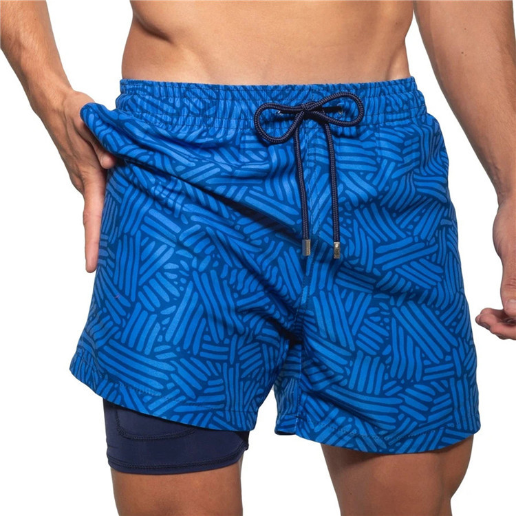 男夏沙滩短裤men double layer summer beach shorts boardshorts - 图1