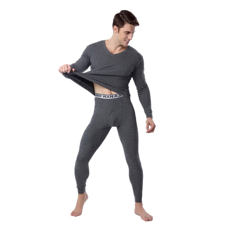 men cotton thin thermal winter warm man sexy underwear set - 图0