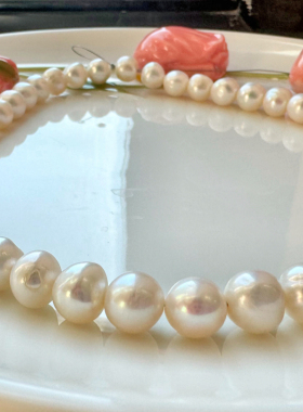 天然淡水珍珠项链女9-10m高级锁骨链