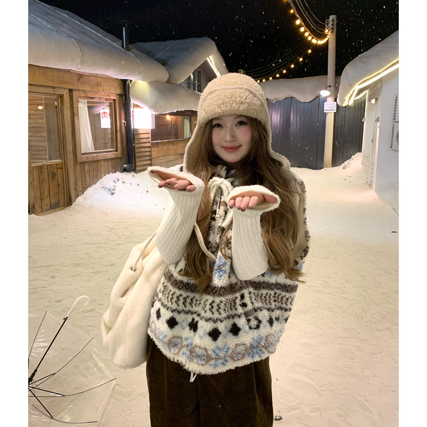 你的鱼 芬兰冬日 韩系微胖mm费尔岛马甲保暖上衣灯芯绒长裤套装,淘宝优惠券,粉丝福利购,淘宝优惠卷