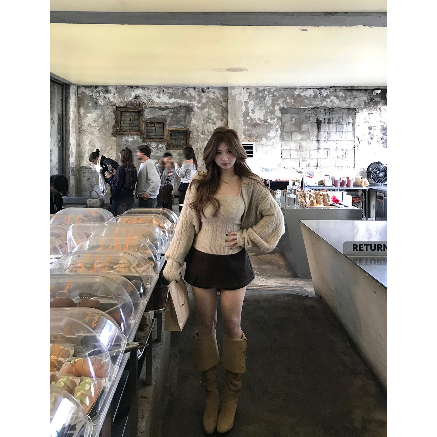 你的鱼 加州落日 韩系微胖mm复古轻熟感粗麻花针织开衫吊带套装,淘宝优惠券,粉丝福利购,淘宝优惠卷