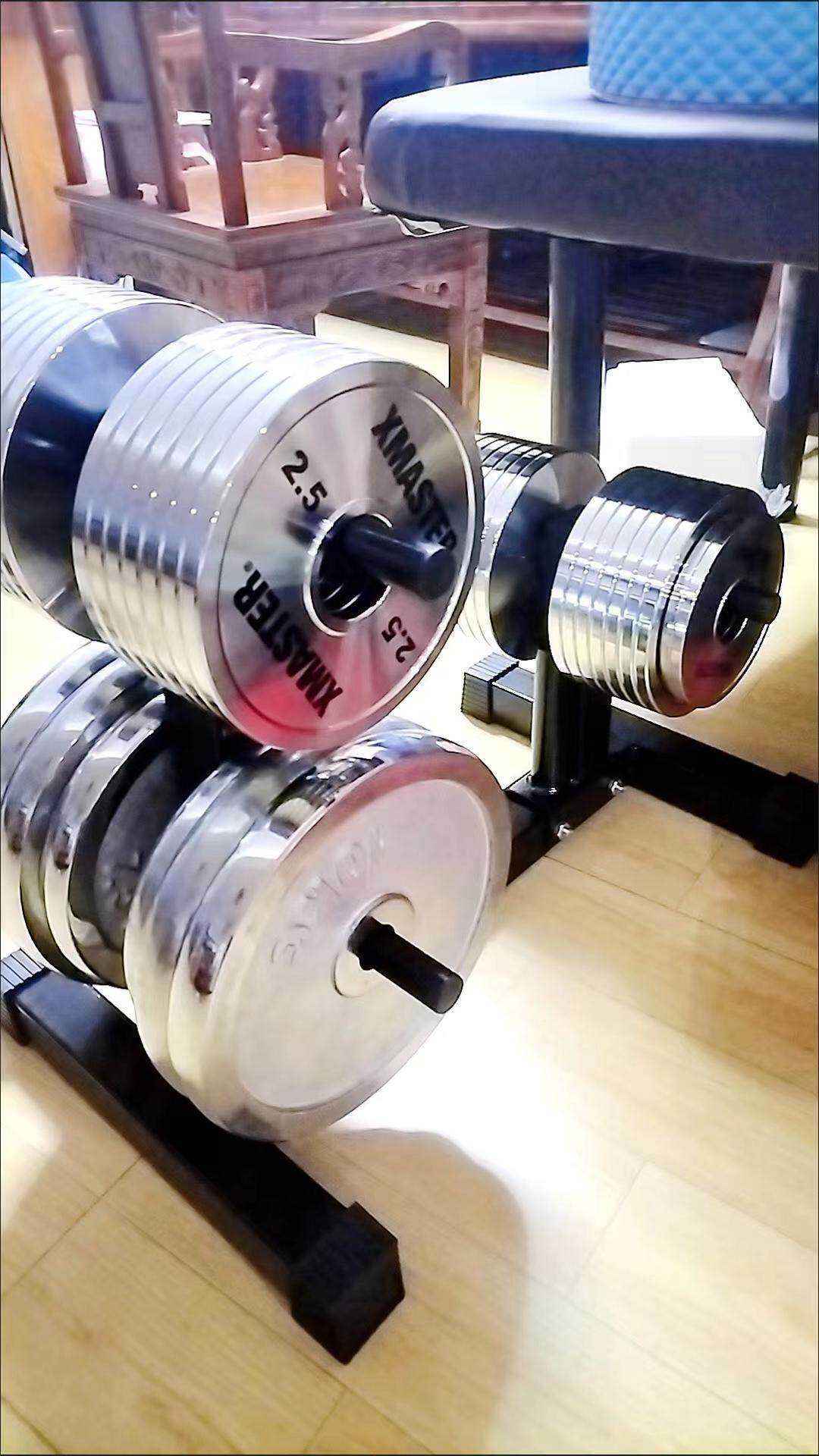 Household bar dumbbell piece storage rack display piece size hole piece storage placement rod room rack fitness piece changer