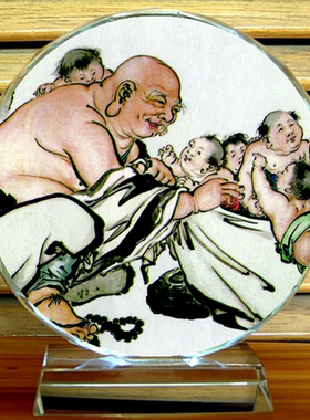 弥勒佛菩萨笑和尚纪念品佛家礼物布袋和尚工艺品摆设礼品水晶摆件
