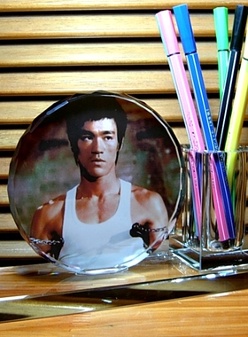 李小龙纪念品摆设人偶模型工艺品礼物礼品收藏品周边水晶笔筒摆件