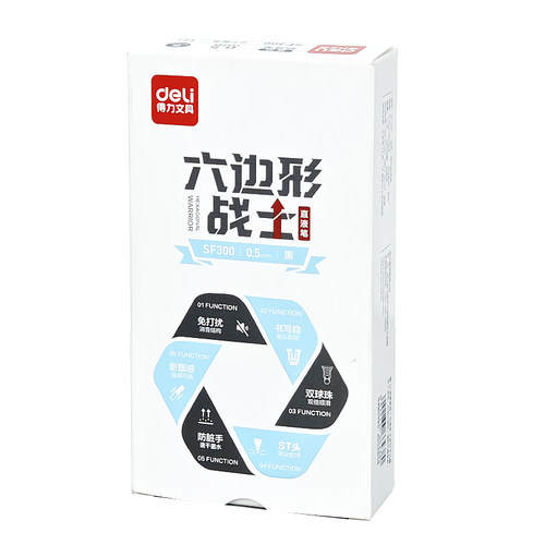 得力SF300六边形战士中性笔静音st头按动直液式速干走珠笔刷题笔 - 图3
