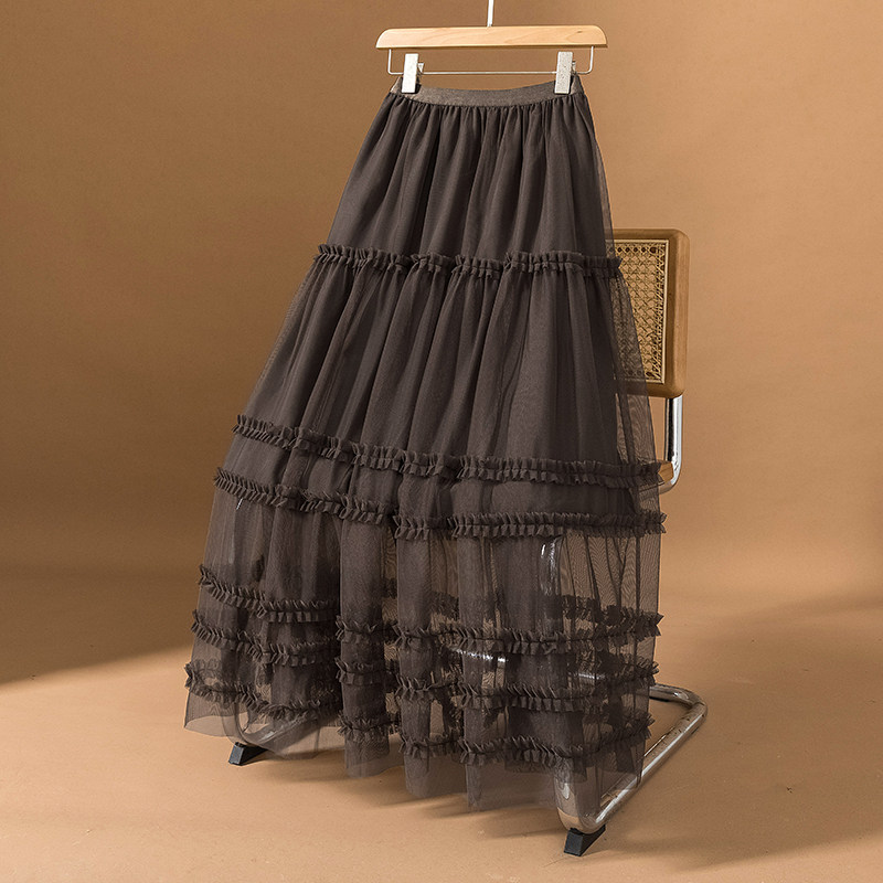 木耳边网纱蛋糕半身裙女春大码胖mm高腰超仙飘逸垂感大摆a字长裙,淘宝优惠券,粉丝福利购,淘宝优惠卷