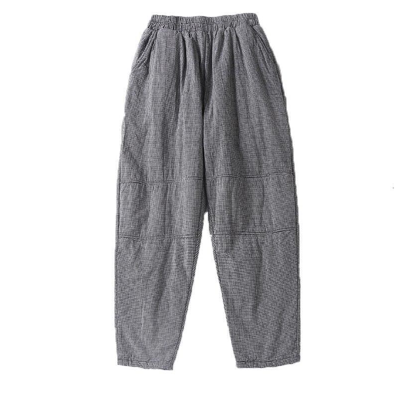 清仓捡漏~外贸日系复古格子夹棉加厚哈伦裤女秋冬保暖萝卜裤棉裤,淘宝优惠券,粉丝福利购,淘宝优惠卷