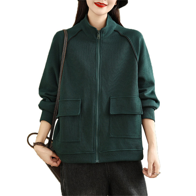 Fashion letter printed sweatshirt jacket for women spring and autumn knitted zipper long-sleeved baseball uniform casual loose jacket top