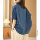 Foreign trade French single women's clothing clearance brand Japanese cotton shirt solid color casual versatile trendy short-sleeved top summer
