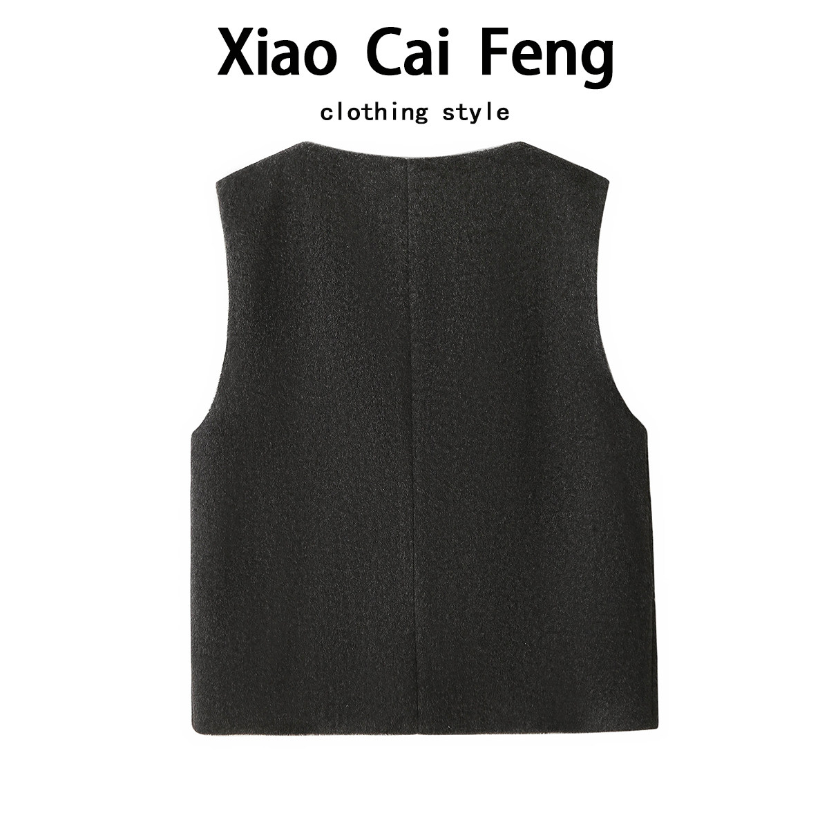 高级感灰色毛呢圆领马甲女秋冬百搭叠穿两粒扣坎肩背心上衣短外套,淘宝优惠券,粉丝福利购,淘宝优惠卷