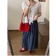 Japanese retro cotton and linen striped skirt for women summer new elastic waist slim mid-length skirt straight all-match skirt