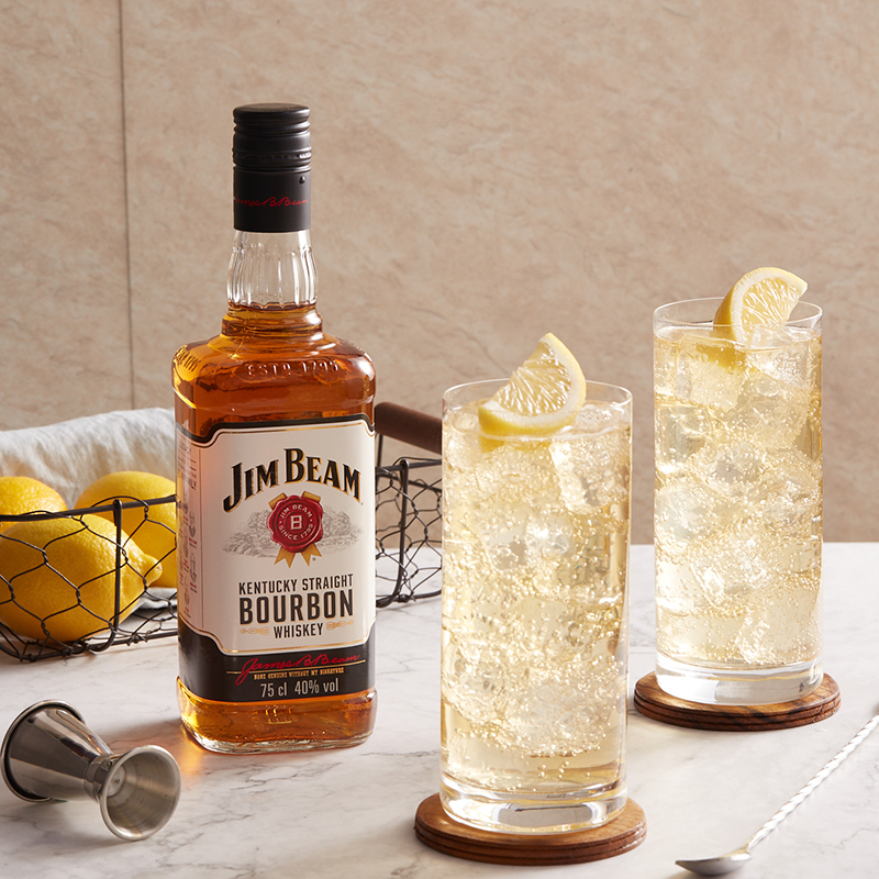 JIM BEAM 金宾 白占边 波本威士忌沾边波旁威士忌可乐桶700ml - 图1