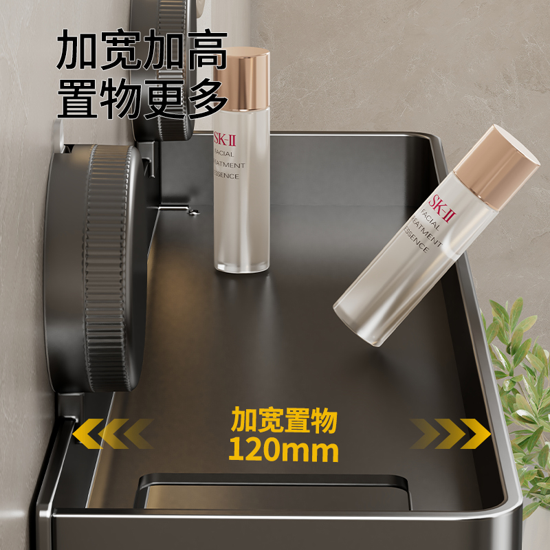 吸盘多功能枪灰牙刷置物架卫生间壁挂式吹风机架洗脸巾收纳架子 - 图3