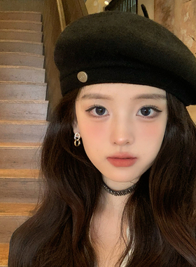 艾佳微羊毛贝雷帽女秋冬