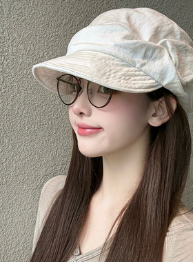 日系轻薄透气八角帽子女夏季复古