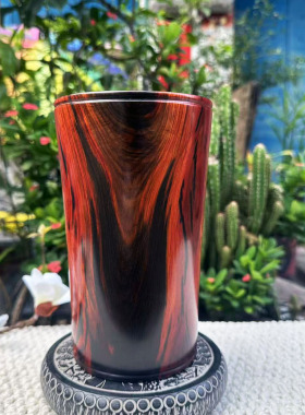 大红酸枝整木雕黑飘红笔筒11×18交趾黄檀红木笔插笔筒实拍摆件
