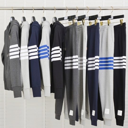 秋冬季tb运动套装男卫衣卫裤加绒拉链连帽衫修身纯棉休闲女情侣装