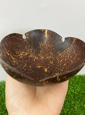 椰子碟香皂托刻花打孔椰子壳粗磨