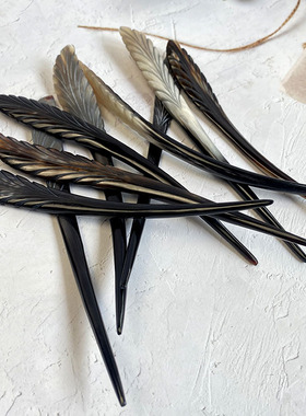 黄牛角发簪子复古发饰头饰不易断