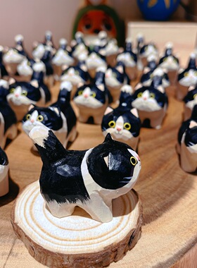 送TA一对小猫小狗！橘猫手工木雕