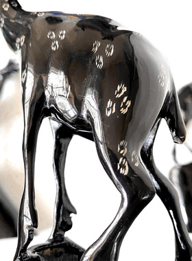 一鹿生花非洲黑牛角家居装饰摆件