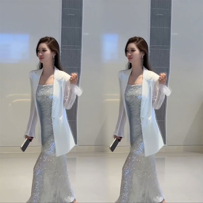 2025春季新款时尚气质显瘦高级感西装气质亮片女神范连衣裙两件套,淘宝优惠券,粉丝福利购,淘宝优惠卷