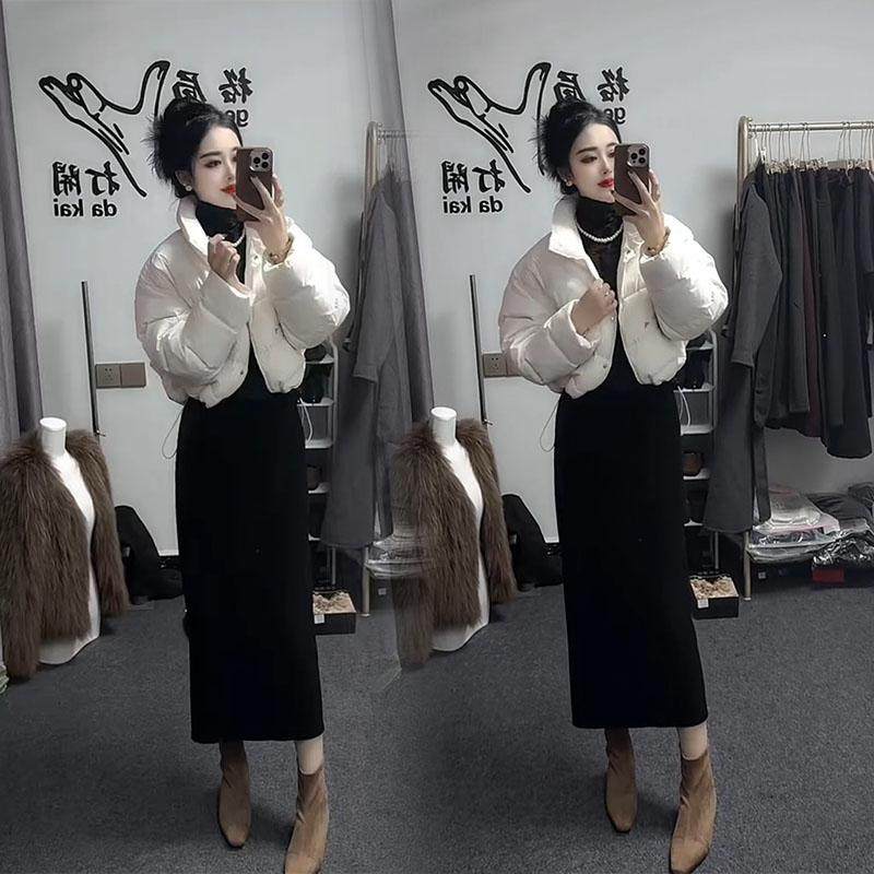 秋冬新款白色加厚保暖长袖立领单排扣抽绳高腰短款棉服外套女棉衣,淘宝优惠券,粉丝福利购,淘宝优惠卷