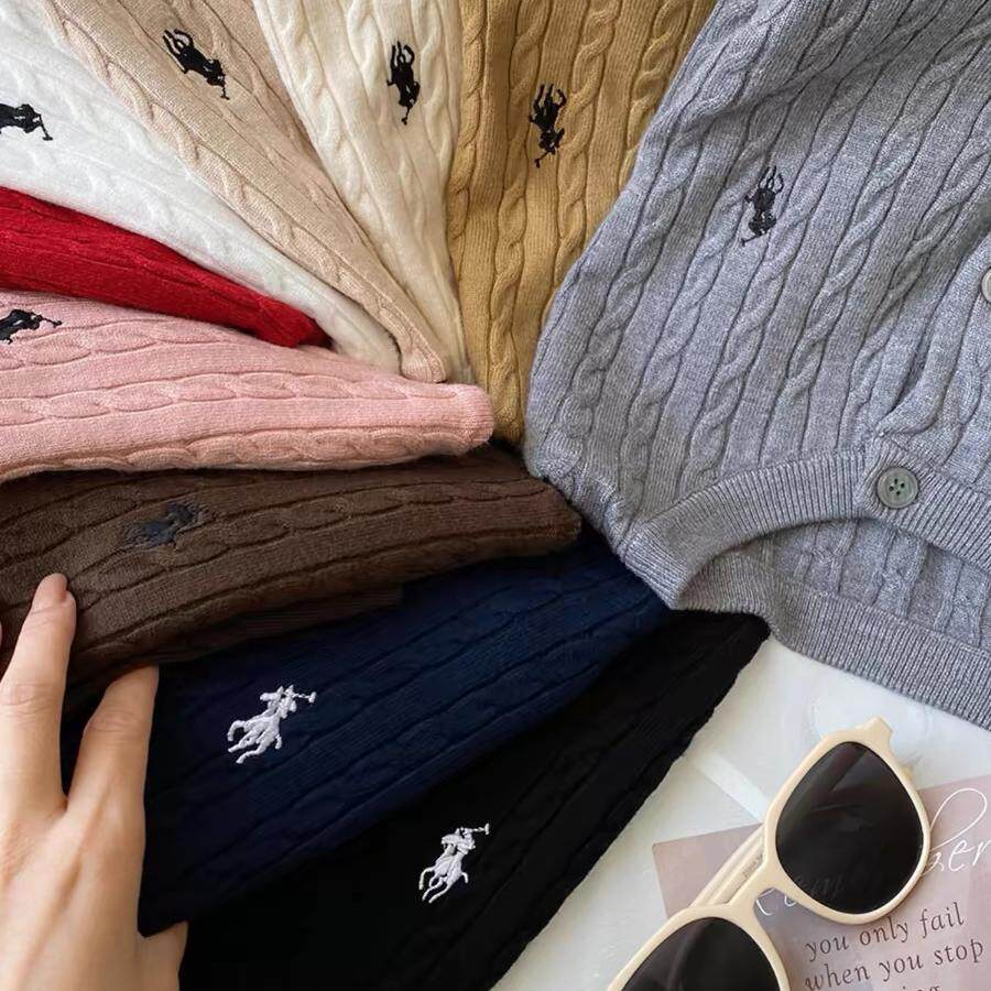 2025法式复古设计感小马刺绣麻花针织外套春秋上衣开衫毛衣女