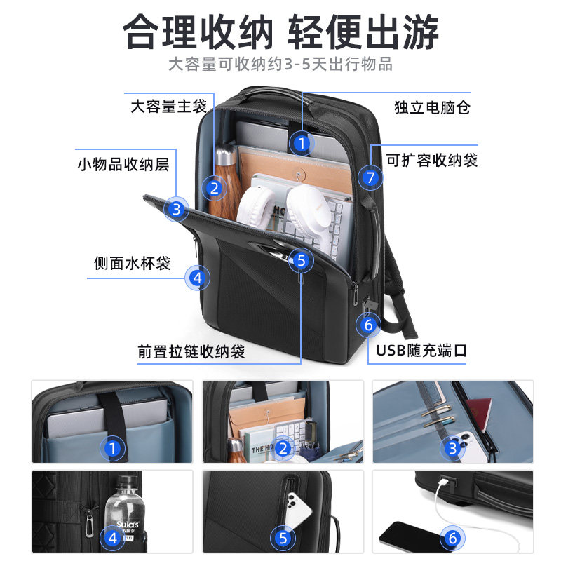 欧格男简约旅行休闲大学生双肩包 欧格双肩背包