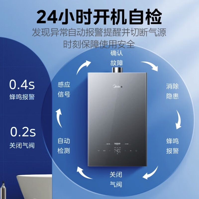 美的美的（Midea）16L燃气热水器水汽双调 恒温热水器JSQ30-16XP3 - 图2