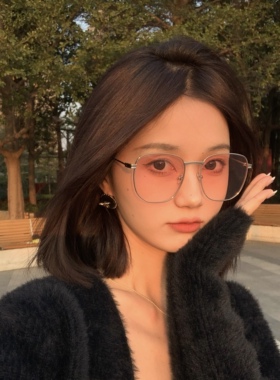 渐变粉方框复古潮显白太阳镜眼镜