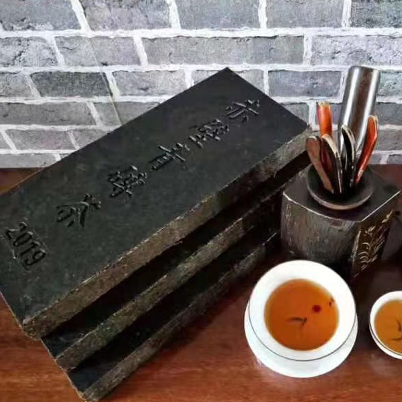 赵李桥青砖茶洞庄壮丽2019年1.8kg 湖北老青茶黑茶 礼品收藏 赤壁